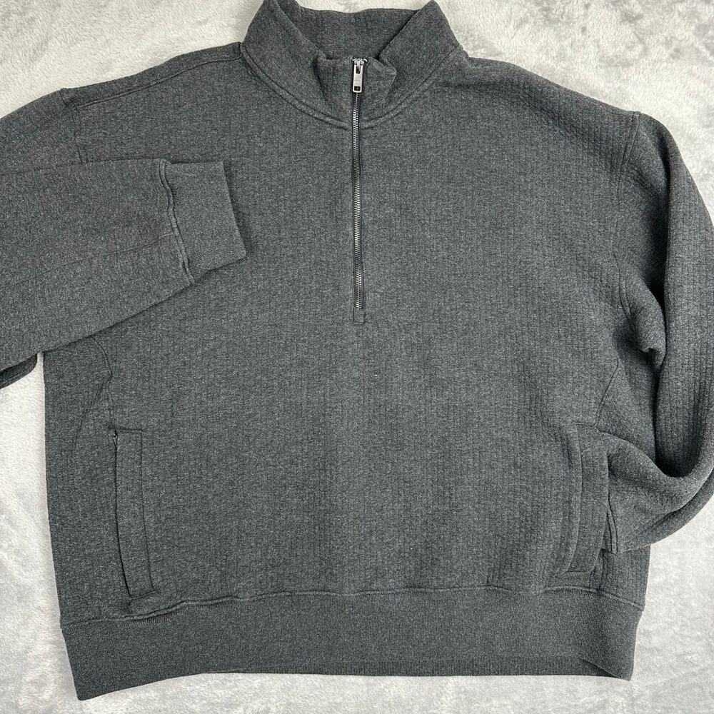 Abercrombie YPB Mens XXL Charcoal Gray Ribbed 1/2 Zip Pullover Sweatshirt
